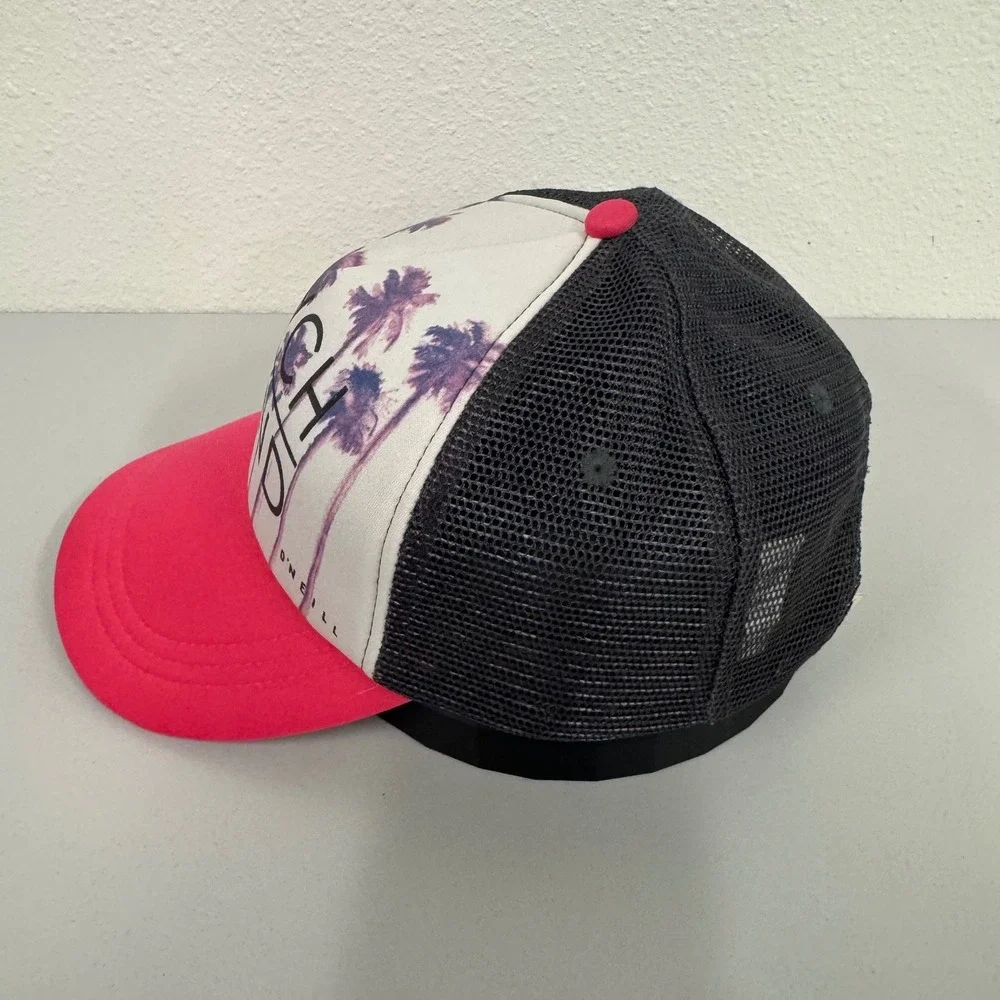 ONeill Beach Bound Trucker‎ Hat Palm Tree Pink Mesh Snapback One Size